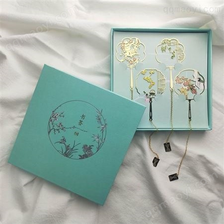 時間之旅 國風團扇書簽書簽 創意黃銅古風書簽情侶送禮 生日禮物 文藝小禮品 支持一件代發